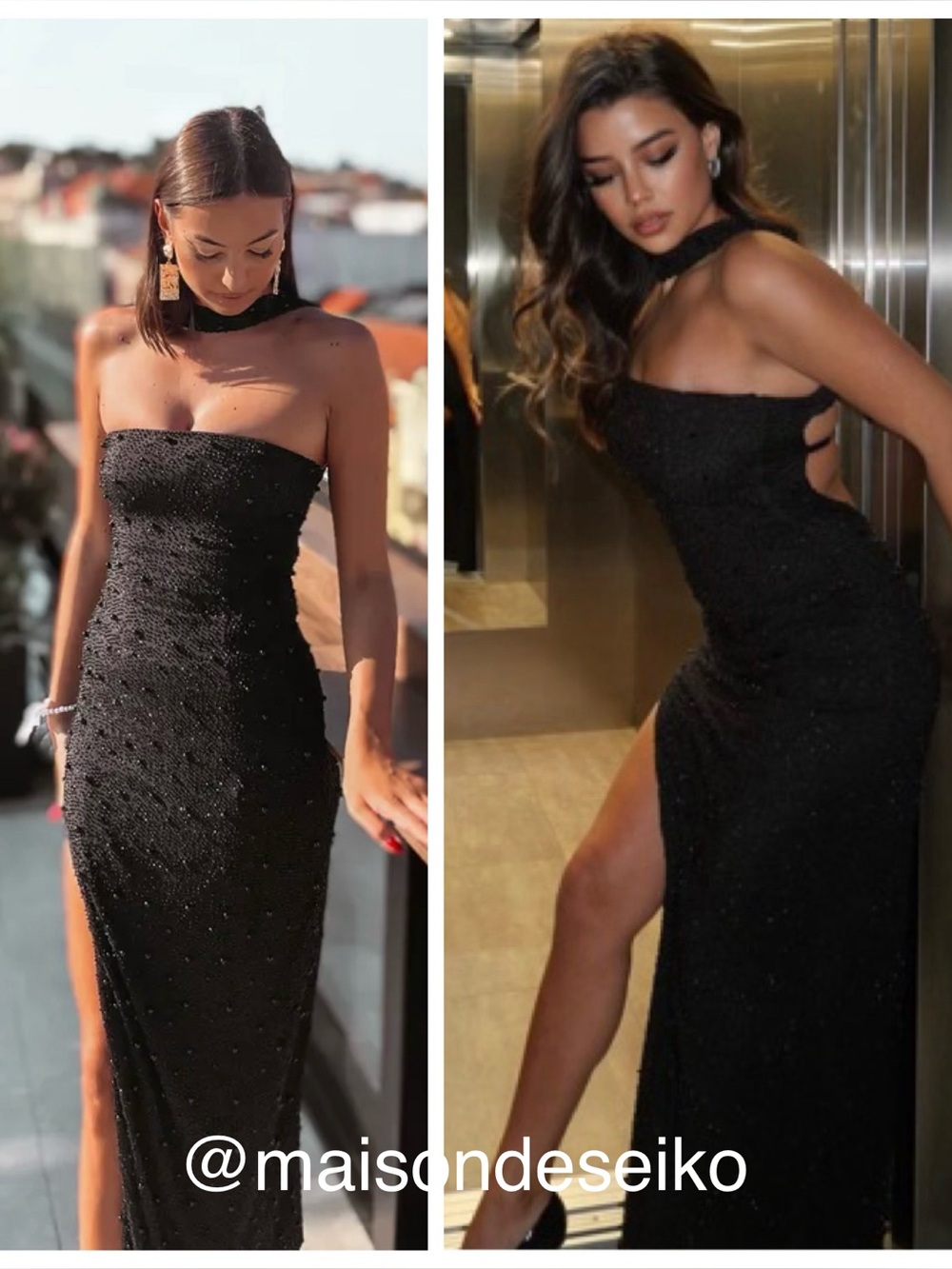 NEW Oh Polly Maxi Dress Black Beaded Belgravia Strapless Wedding Guest size US 0